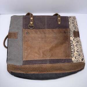 Myra Bag Canvas Faux Leather Tote Shoulder Bag Large Boho